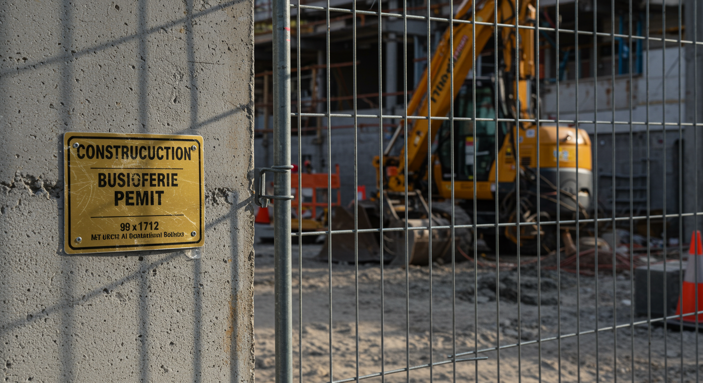 工事現場に掲示された建設業許可票