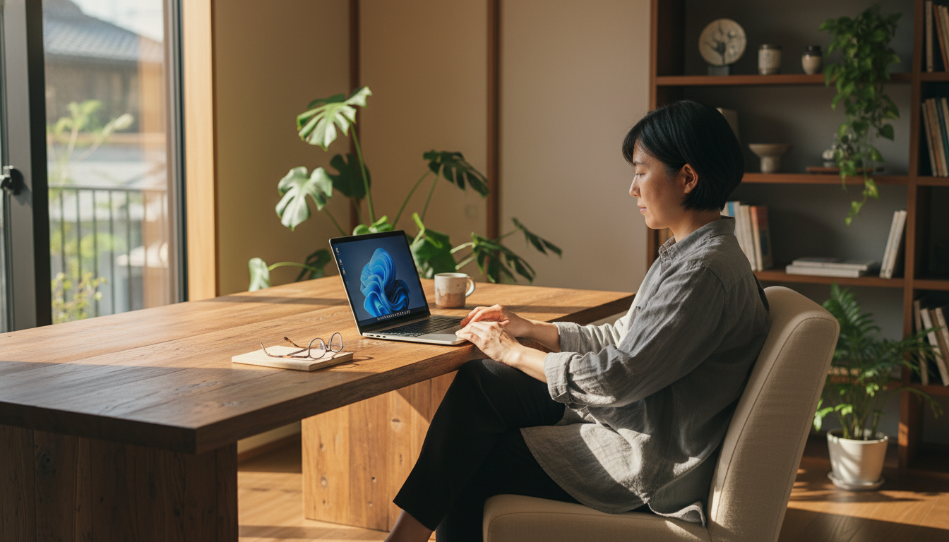 快適に動作するWindows 11パソコンで作業する様子