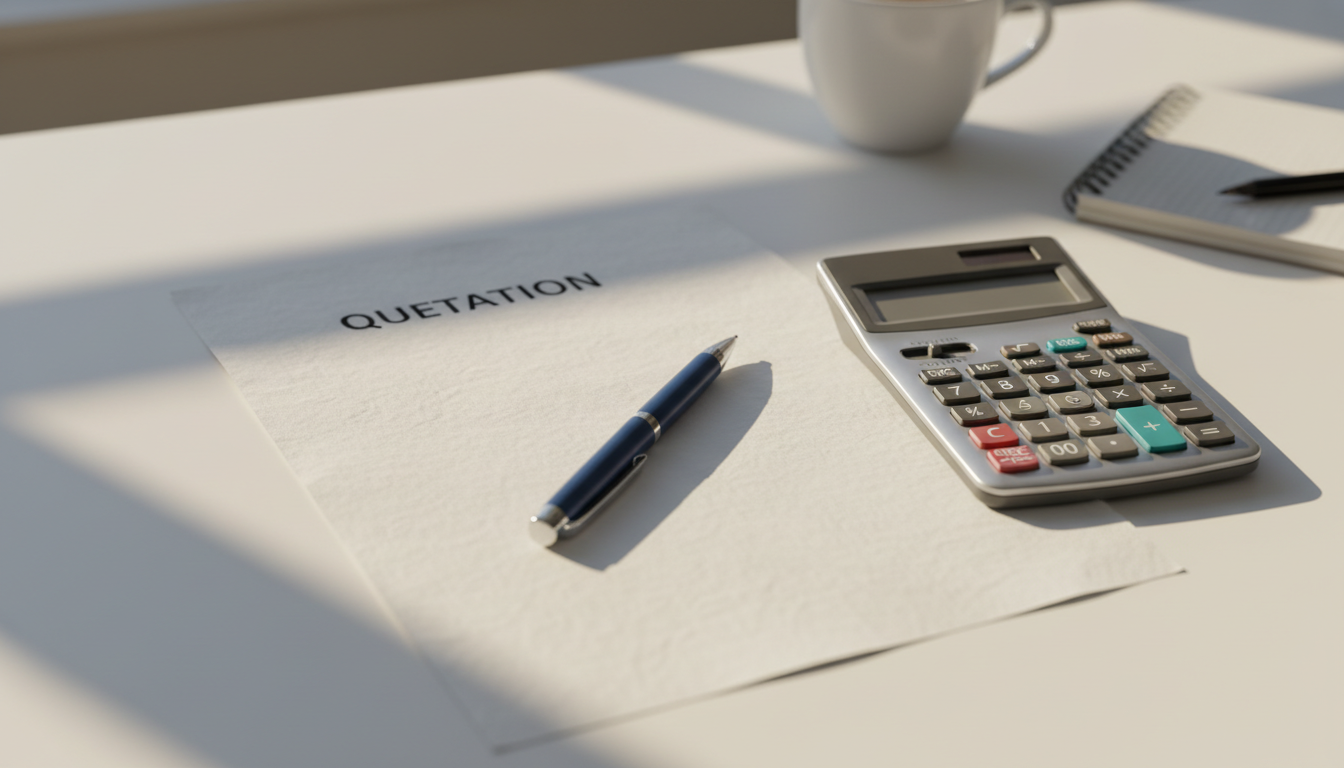 特殊車両通行許可申請の見積書と電卓