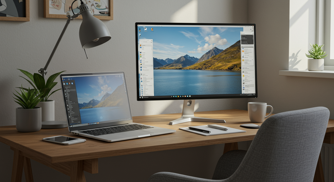 リモートワークでWindows 11を使用している様子