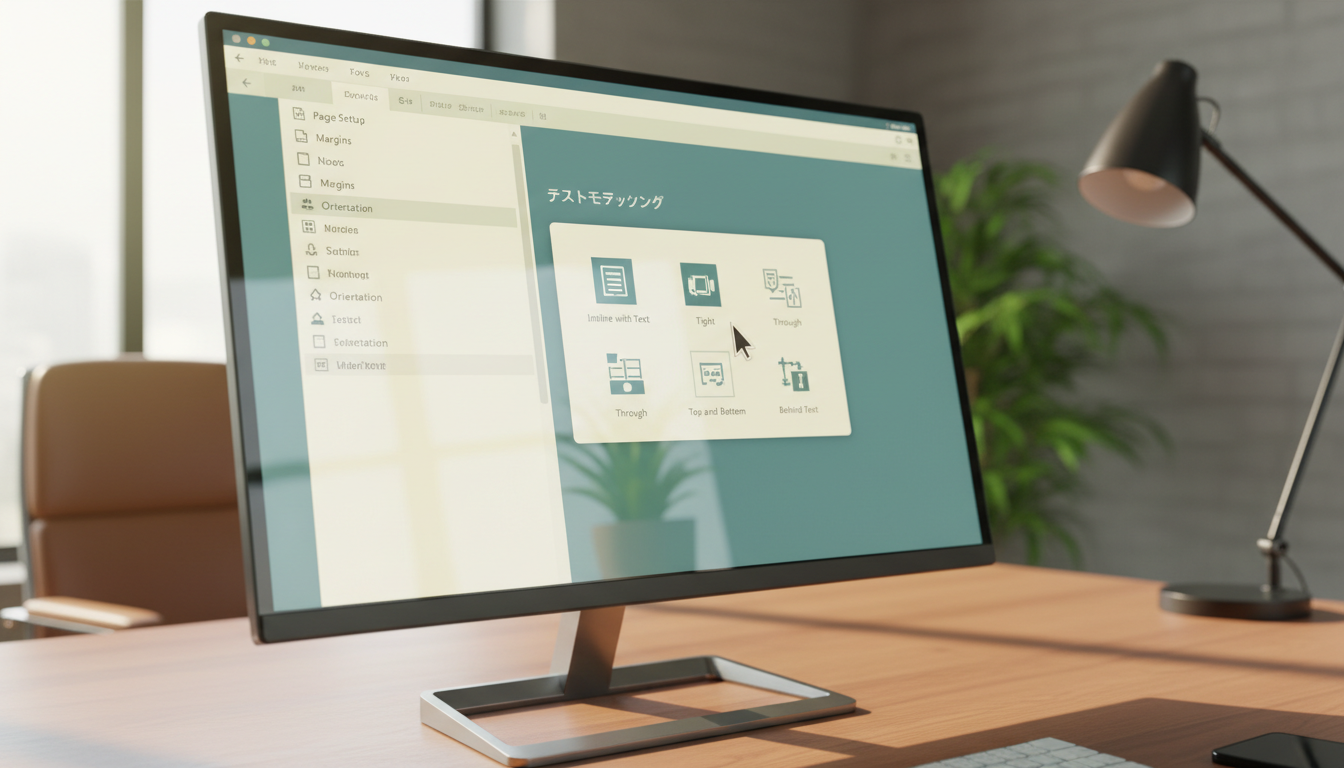 Word文書 文字列折り返し レイアウト設定画面