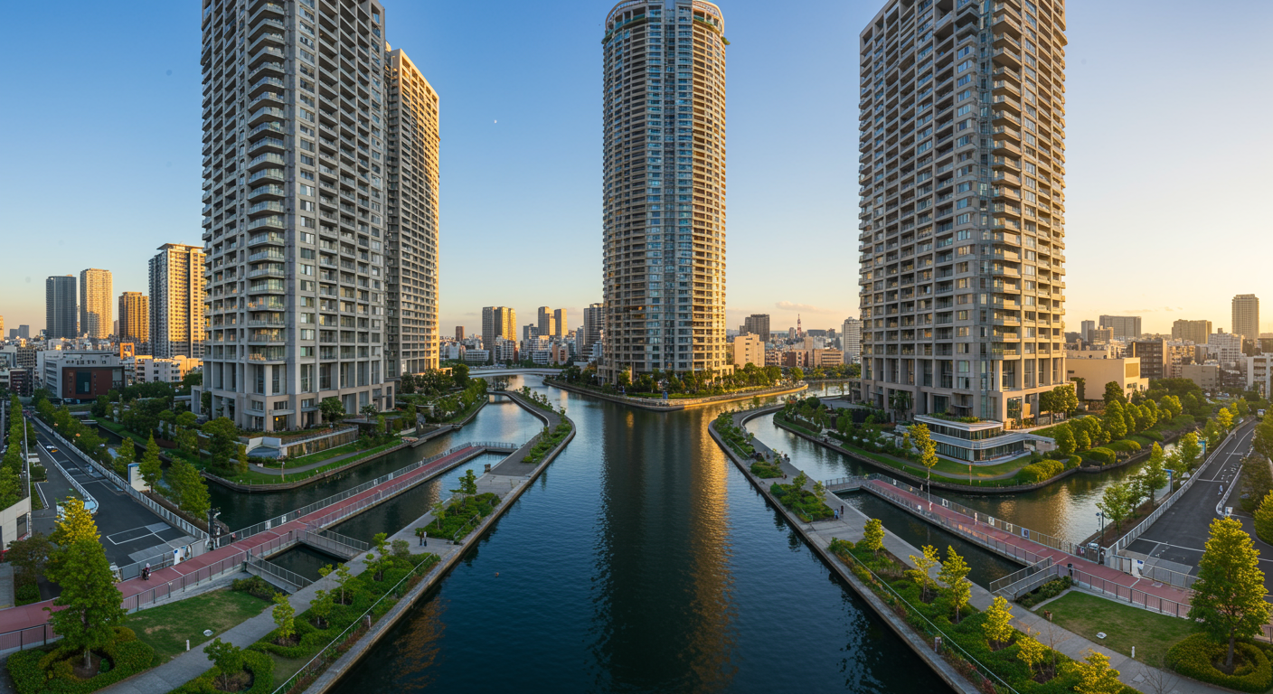 東京湾に面した芝浦エリアの風景