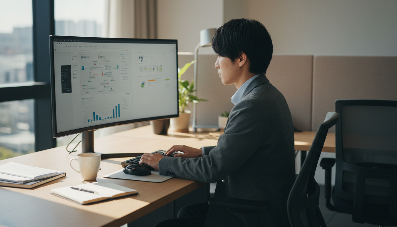 オンライン申請システムを使用する様子