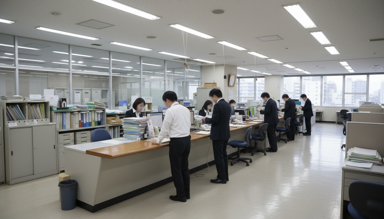 行政窓口での申請手続きの様子