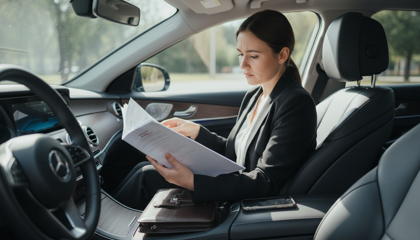 特殊車両通行許可証を確認する様子