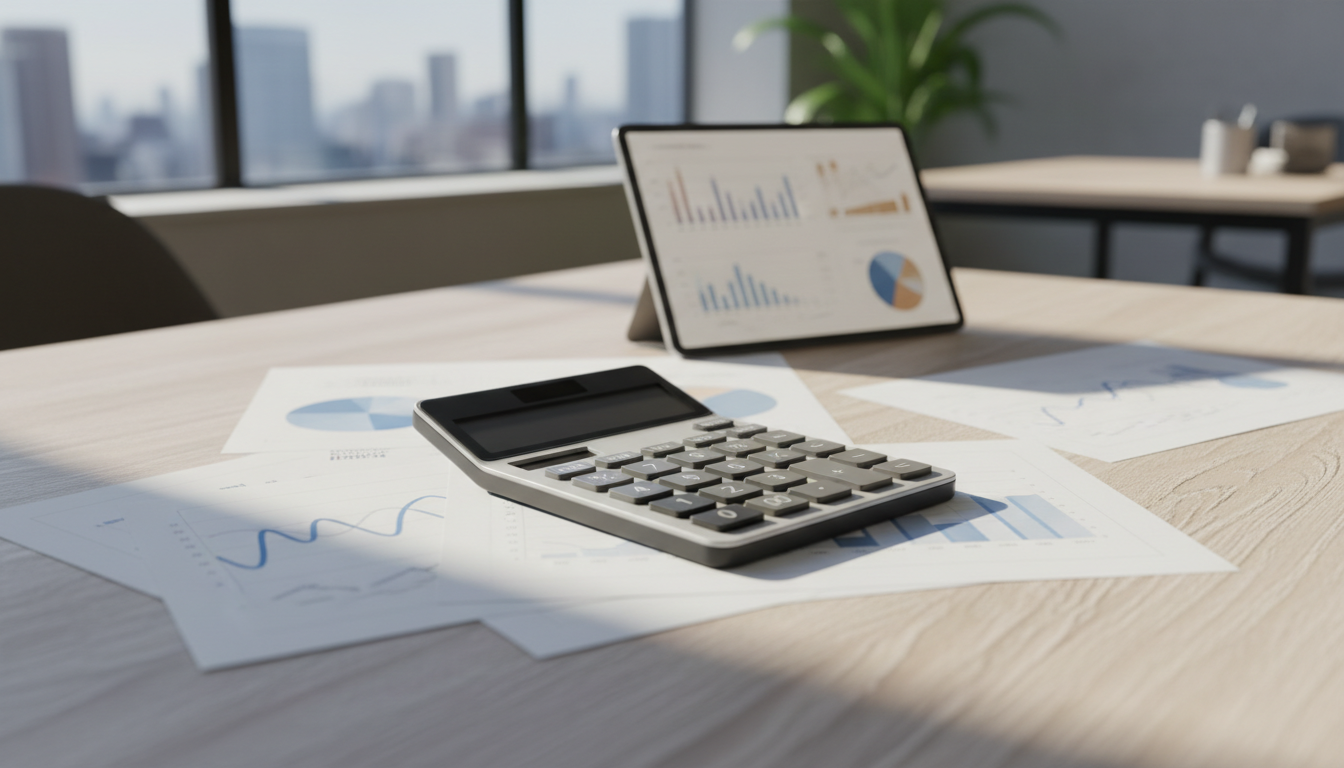 費用削減のアイデアを示すグラフと電卓