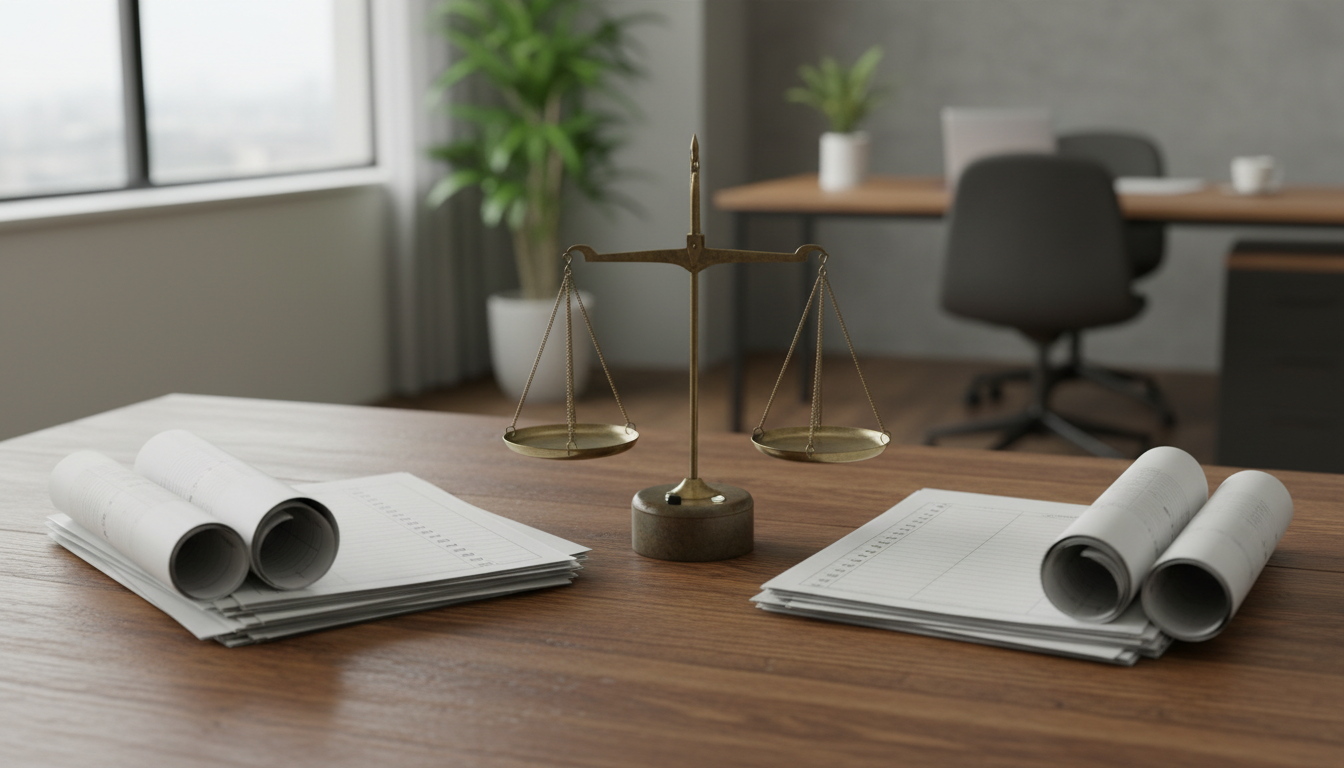 申請方法の比較を示すチェックリストと天秤