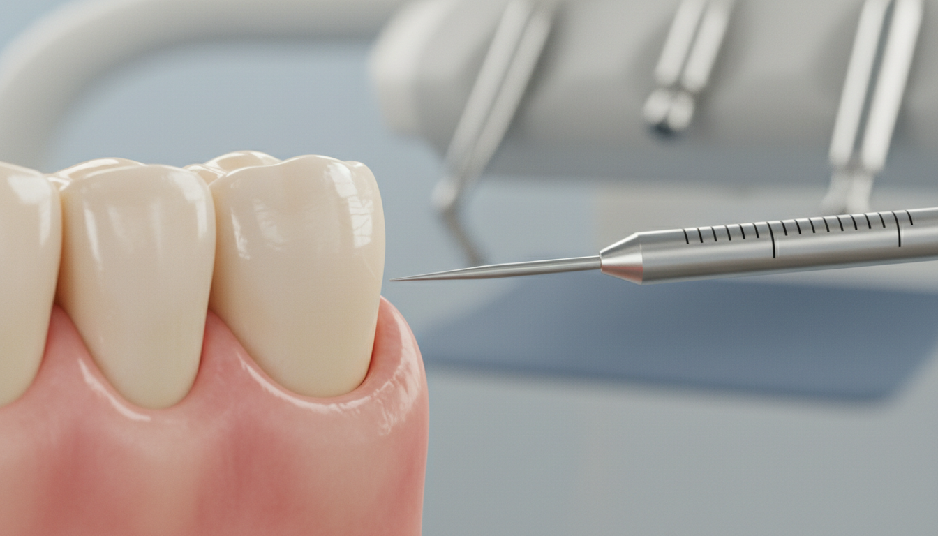 歯周ポケット検査・プロービングの様子を示す歯科検診のイメージ