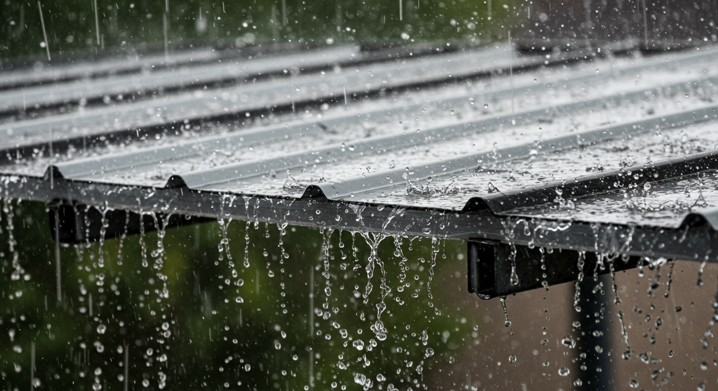 雨天時のカーポート屋根の様子