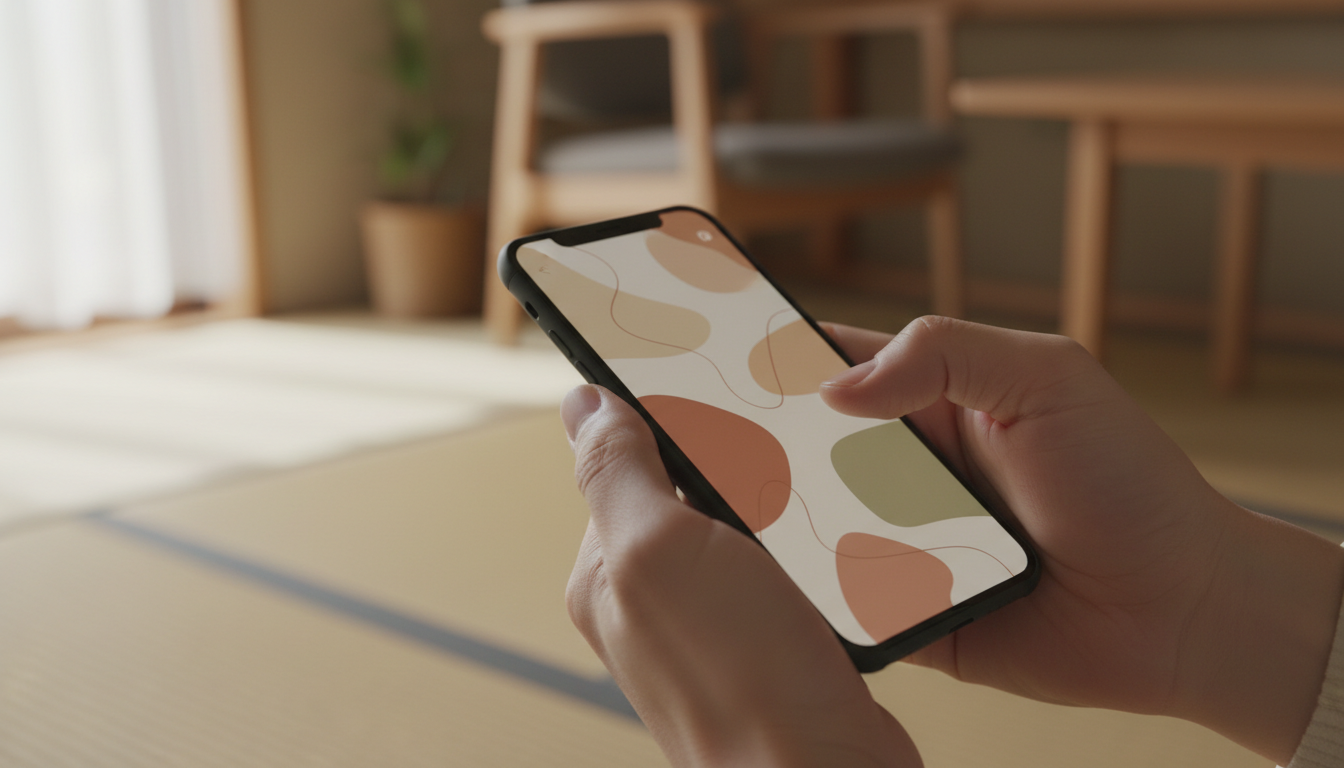 スマートフォンでジム予約をする様子