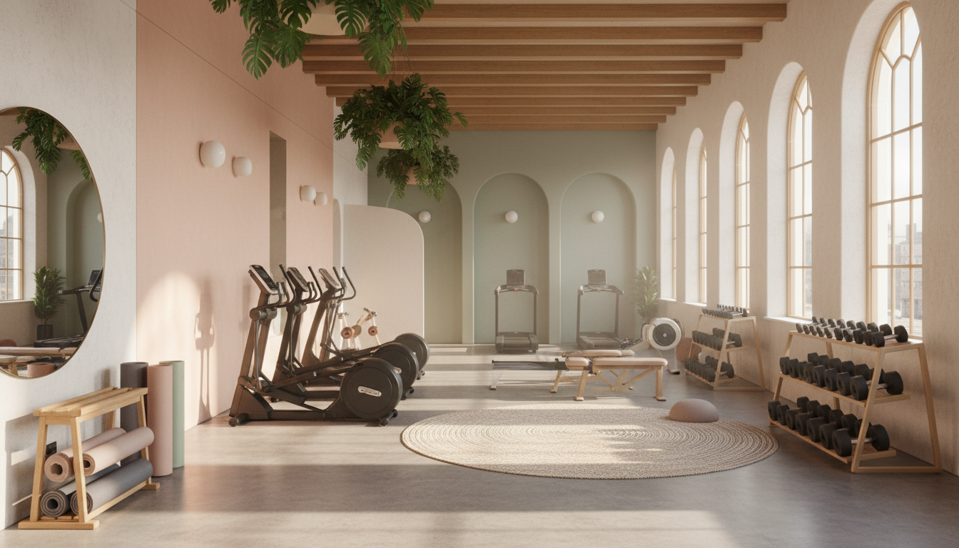 女性専用ジムの清潔で明るい施設内