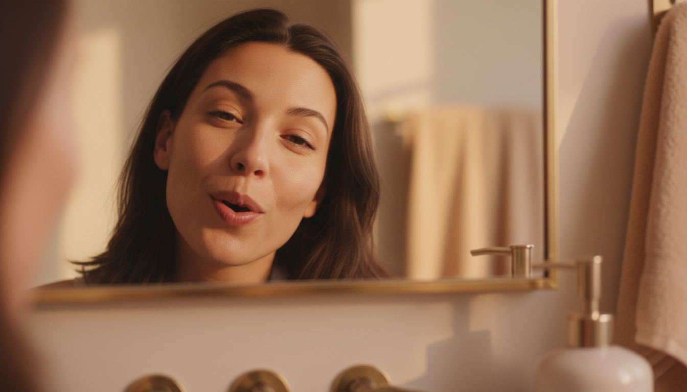 唇アイロン・ほうれい線ケアの表情筋運動