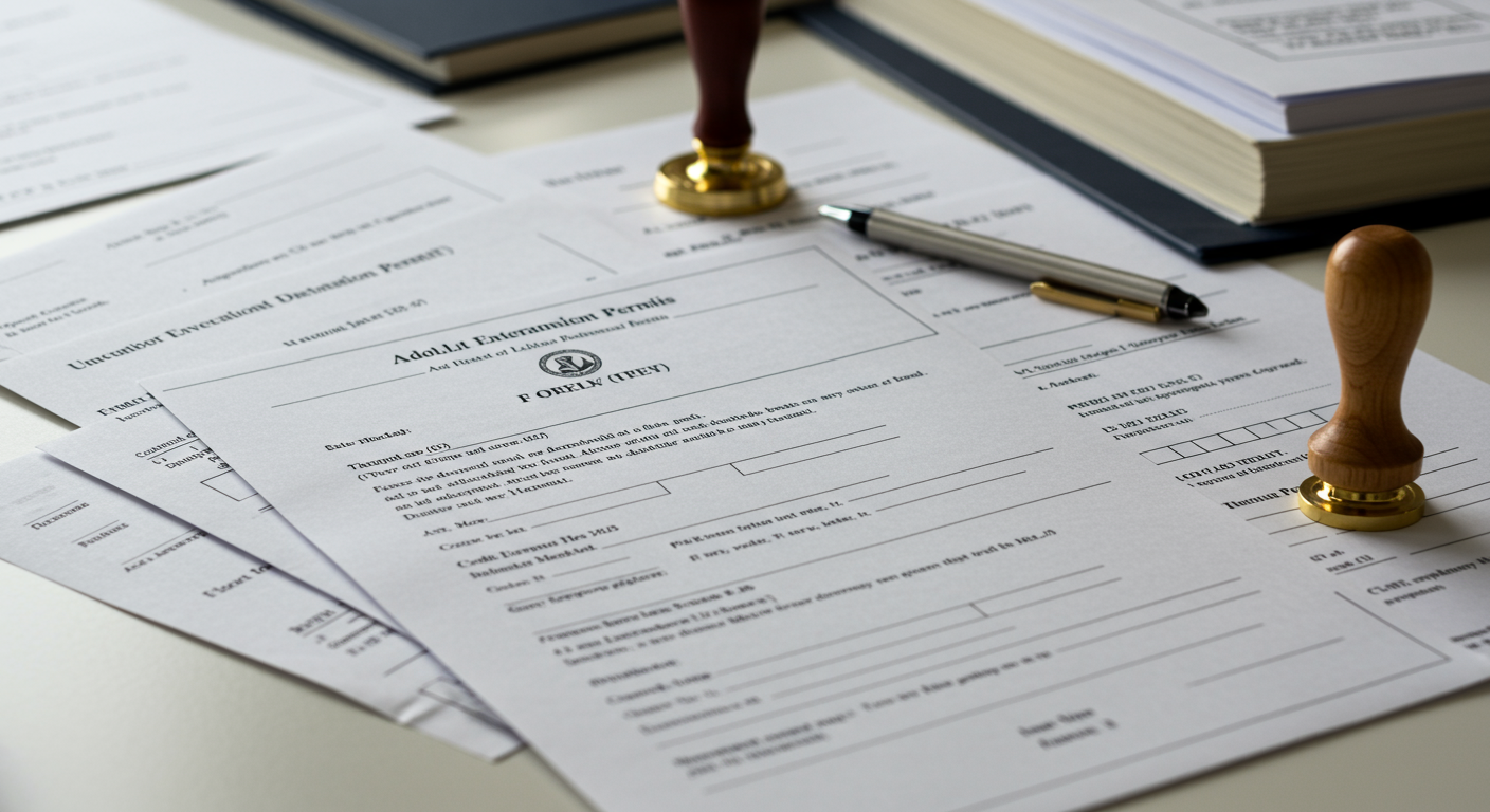 風俗営業許可申請に必要な書類と申請書のイメージ