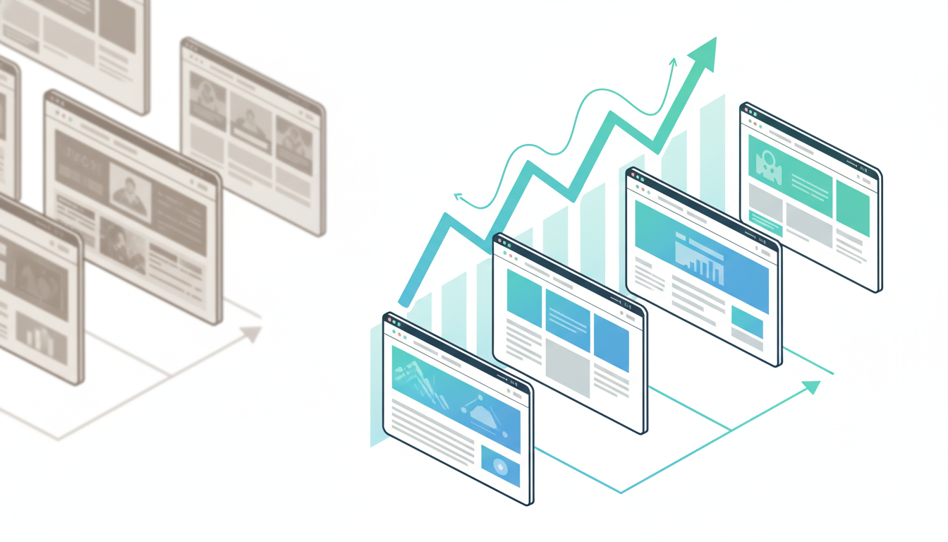 SEO対策における低品質ページ削除とトラフィック増加の関係を示すイメージ