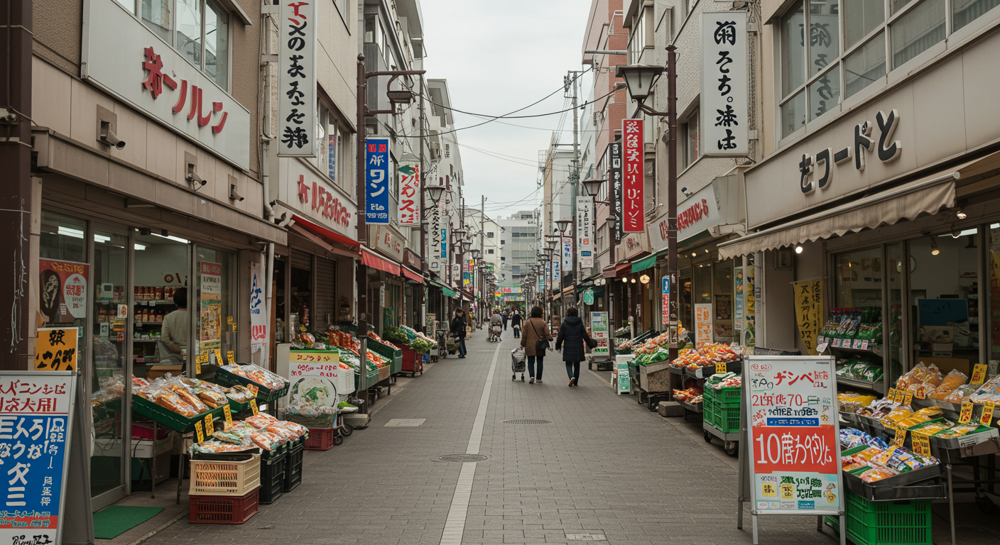 芝エリアの商店街の様子