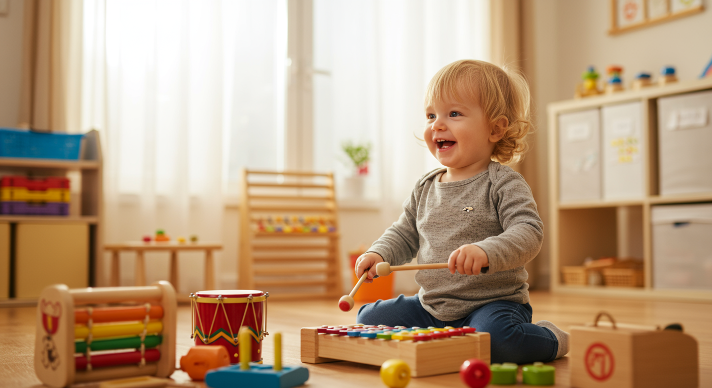 音楽遊びを楽しむ幼児