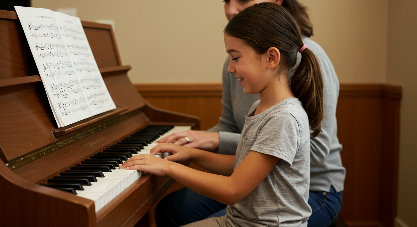小学生のピアノレッスン風景