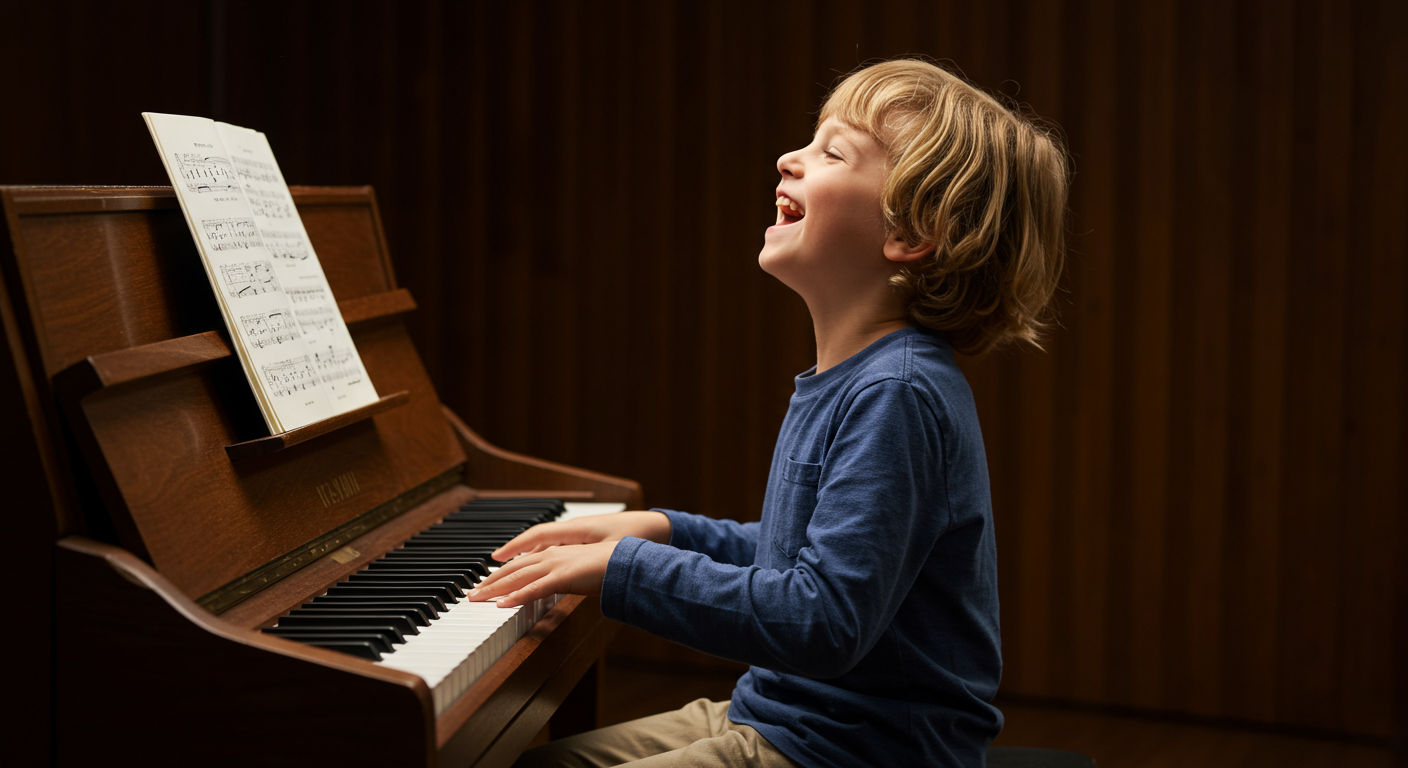 楽しそうにピアノを弾く子ども