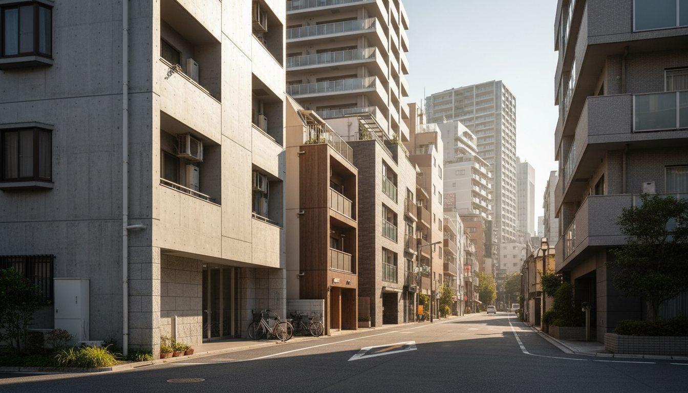 中央区入船エリアの街並みと高層マンション群