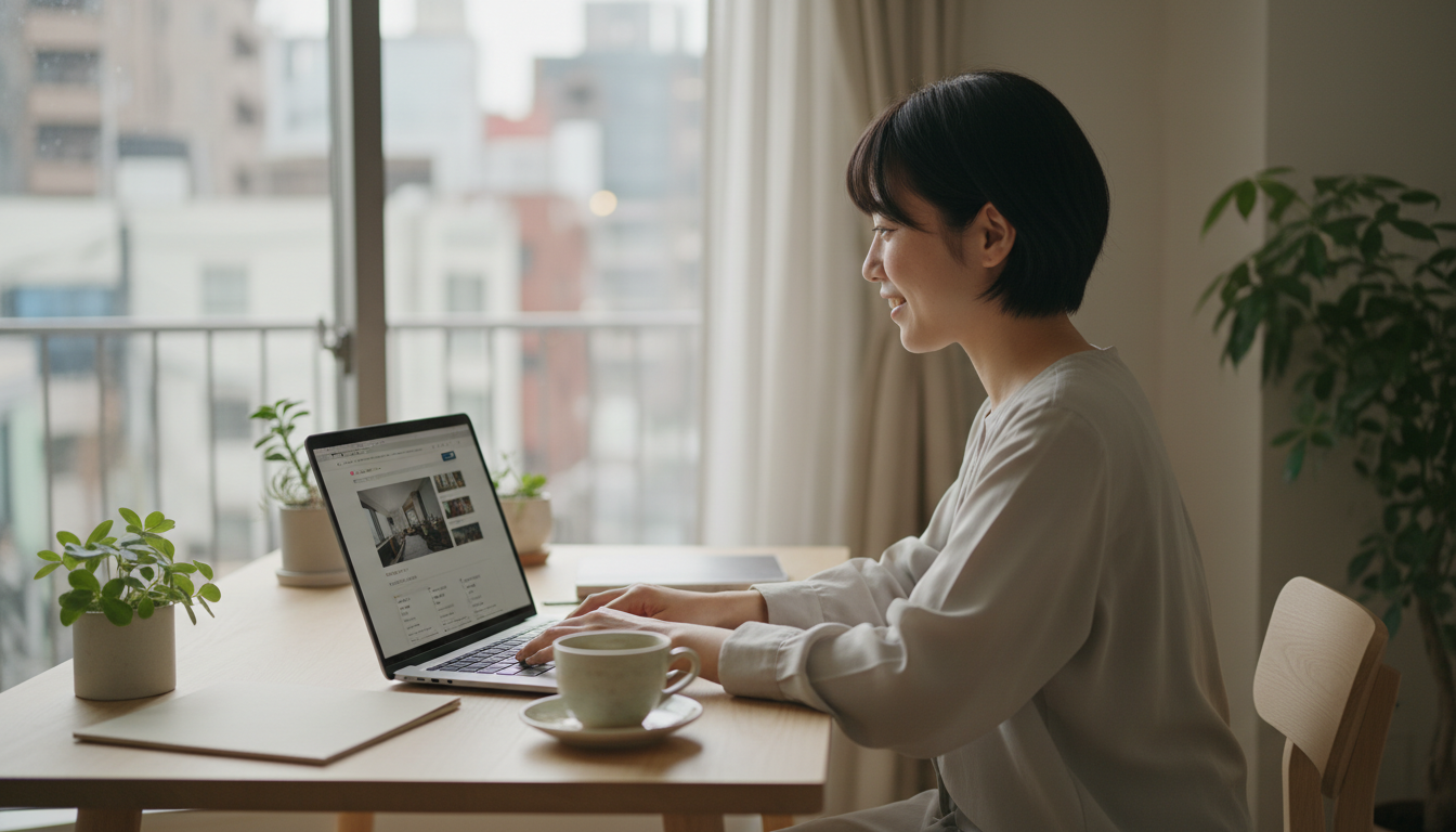 不動産物件検索をするビジネスパーソン
