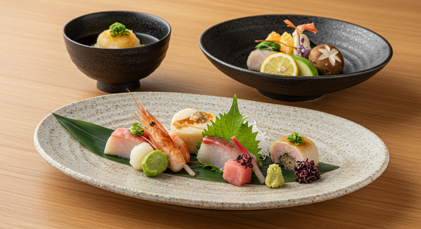 高級日本料理の美しい盛り付け