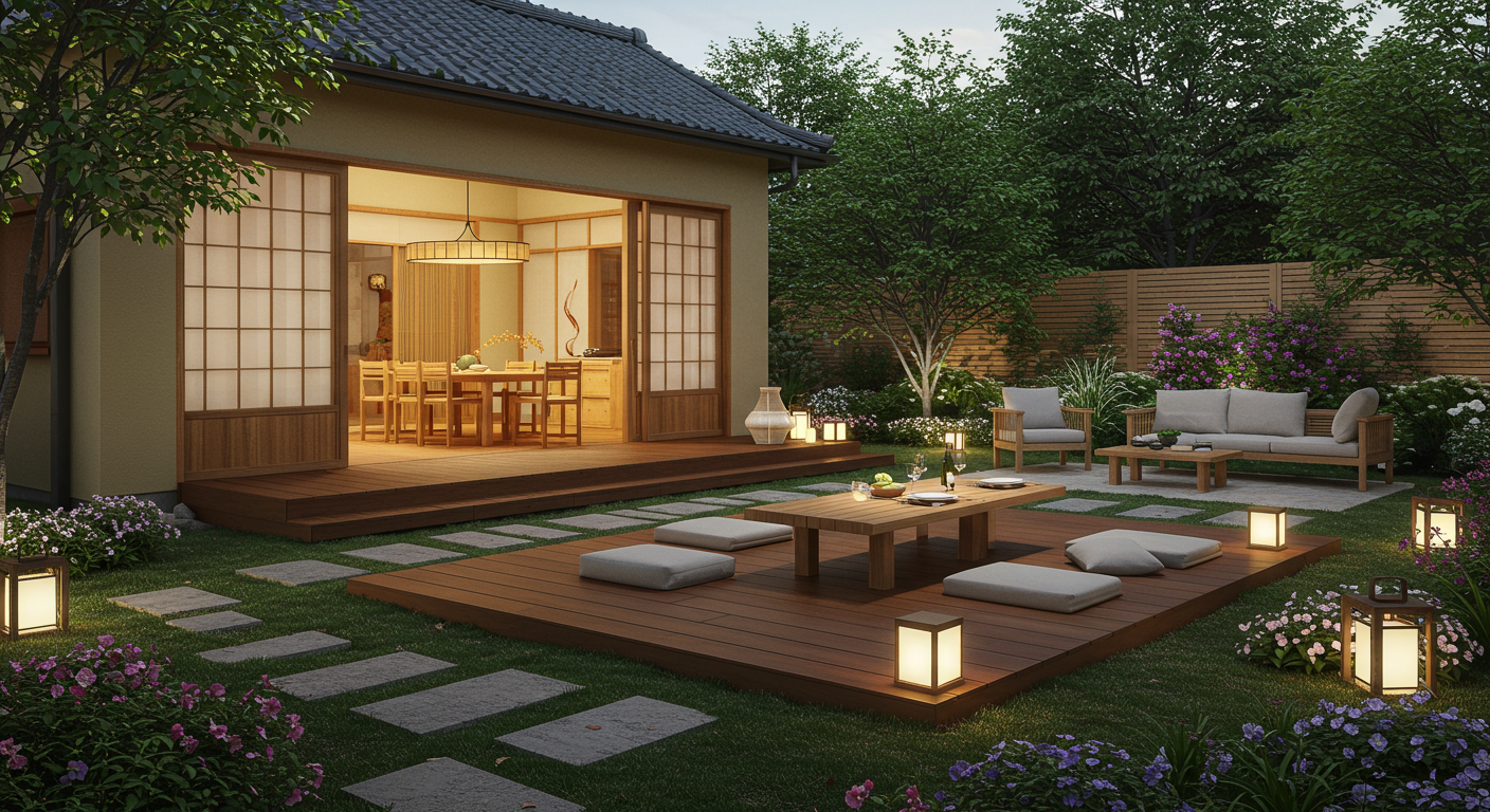 プロがデザインしたガーデンファニチャー配置の例