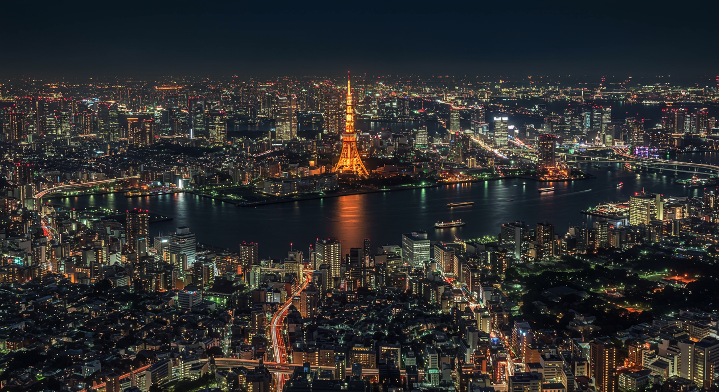 東京タワーから見る東京湾の夜景