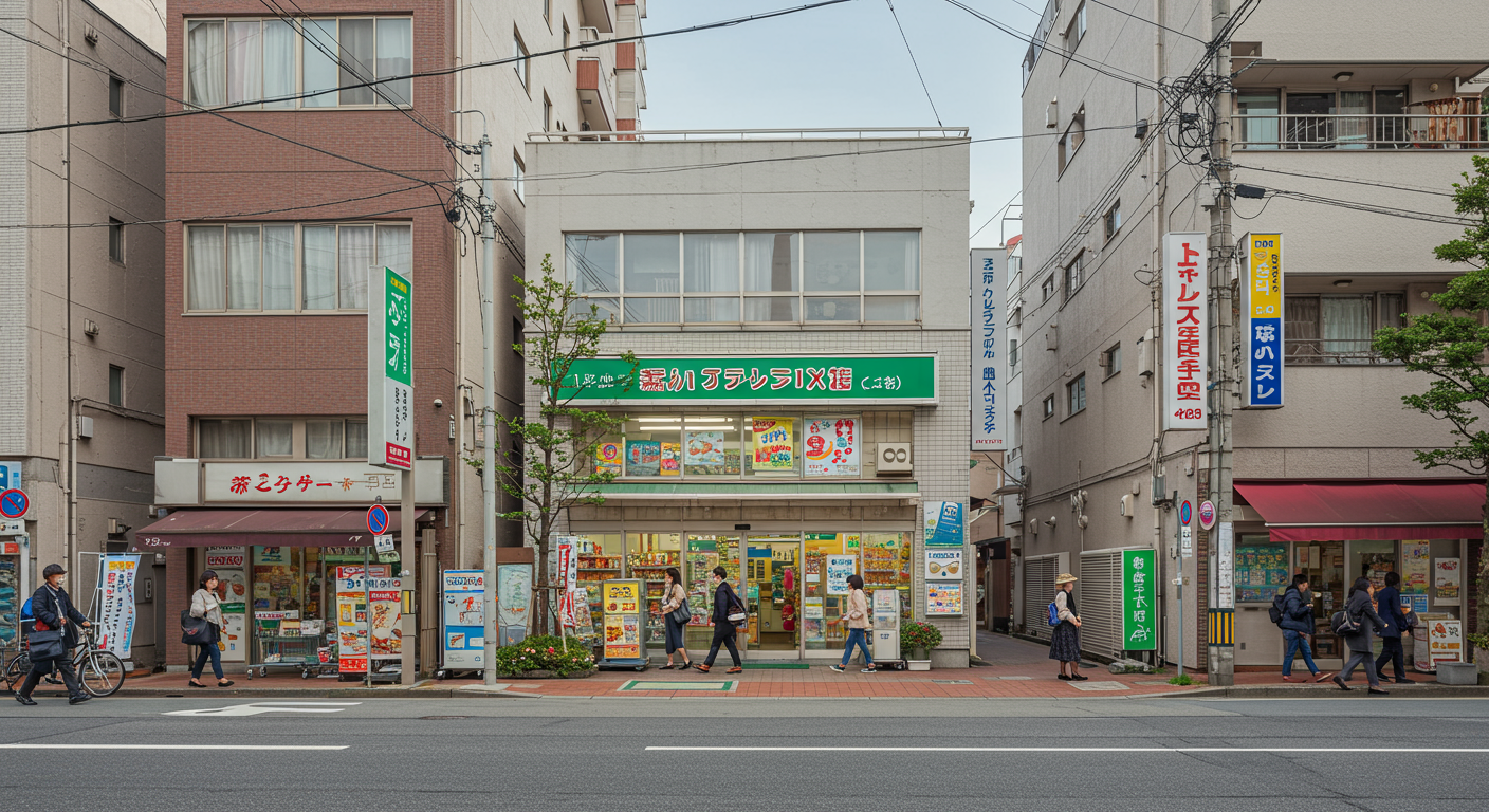 白金エリアの商店街とスーパーマーケット