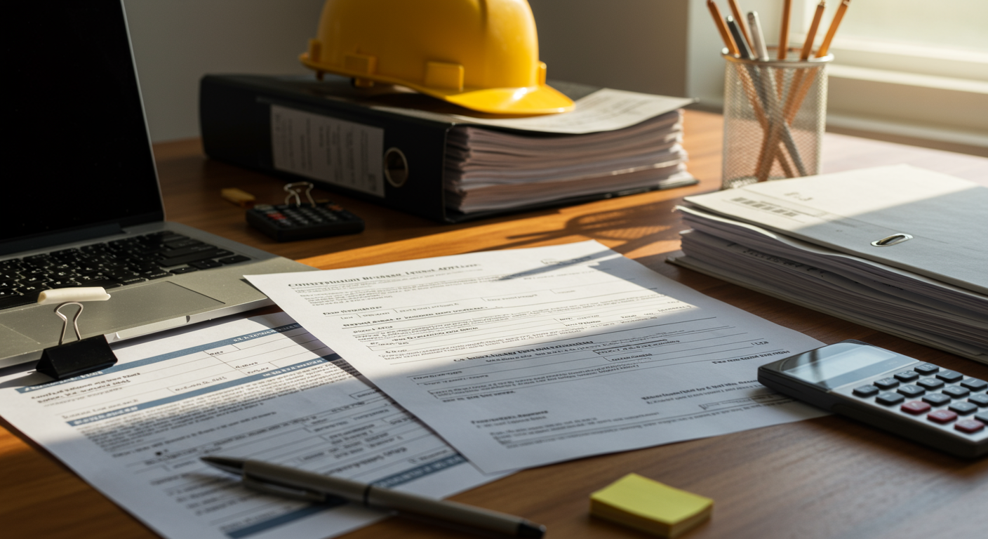 建設業許可申請書類と営業所の写真