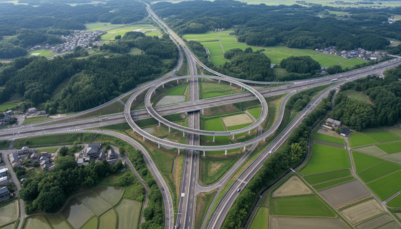 栃木県の道路地図と特殊車両申請ルートのイメージ図