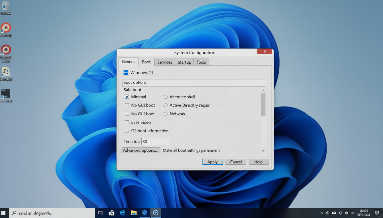 システム構成 ブートオプション設定画面