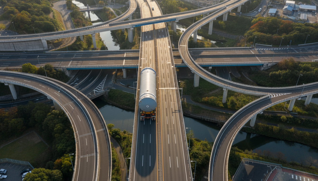特殊車両通行許可制度の概要と一般的制限値の説明図