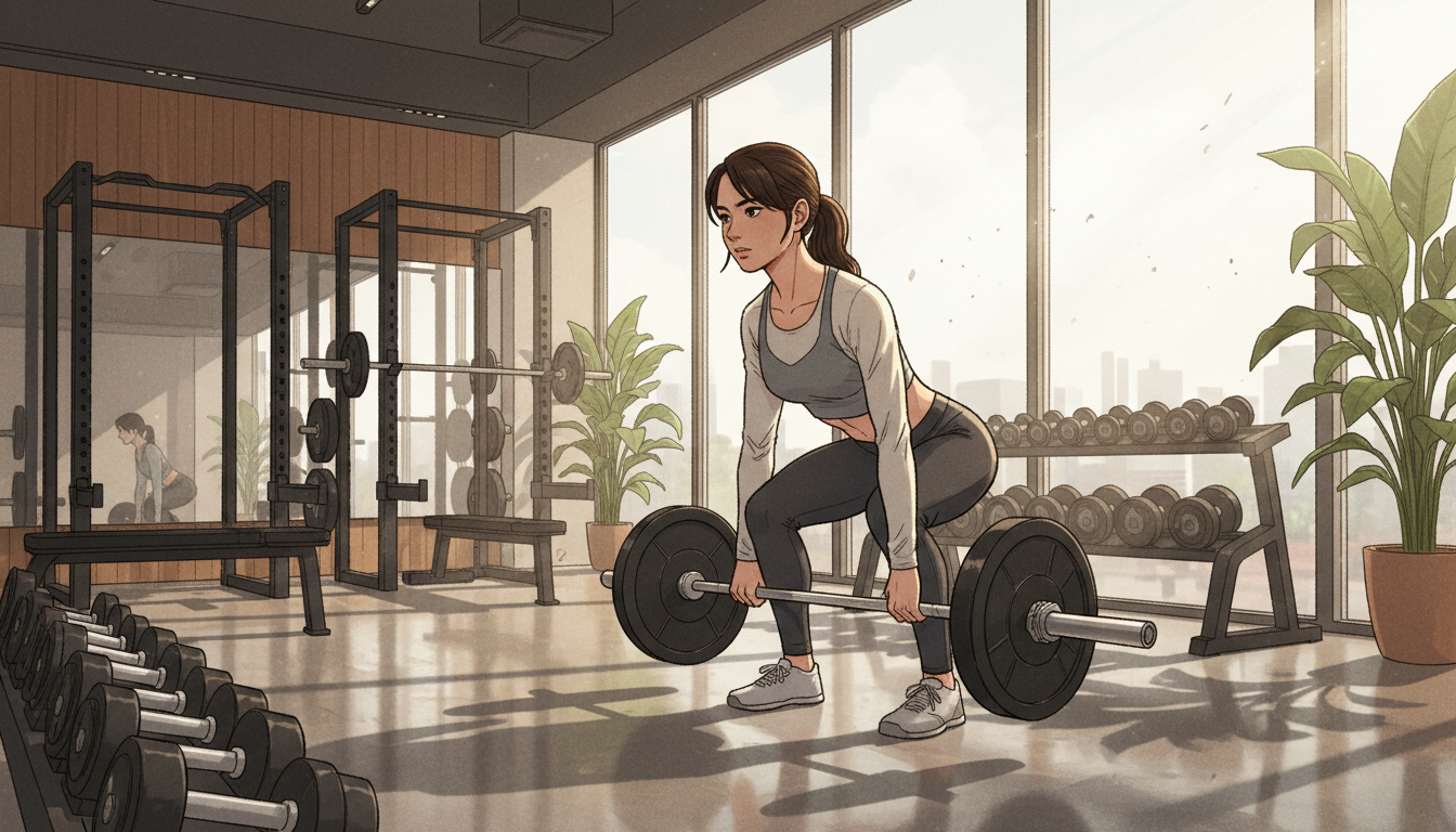 正しいフォームで筋トレをする女性