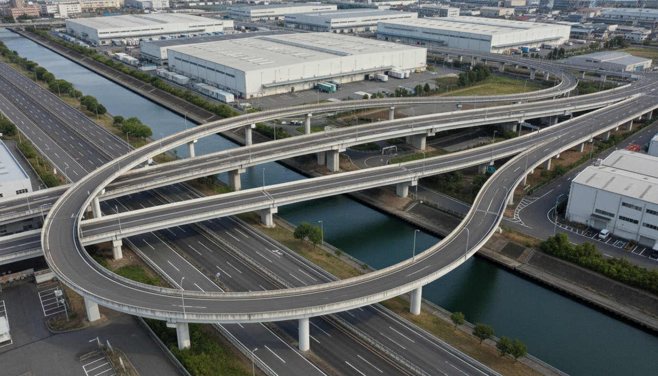 特殊車両通行許可の経路設定と道路確認作業のイメージ