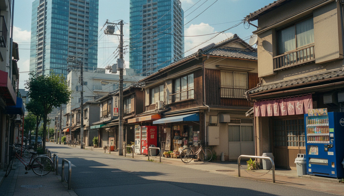 月島駅周辺の街並みと高層マンション群