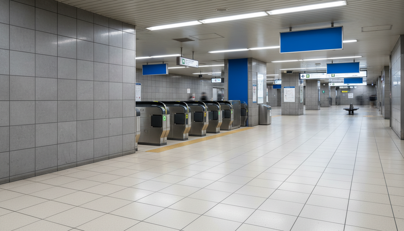 月島駅の改札口と駅構内の様子