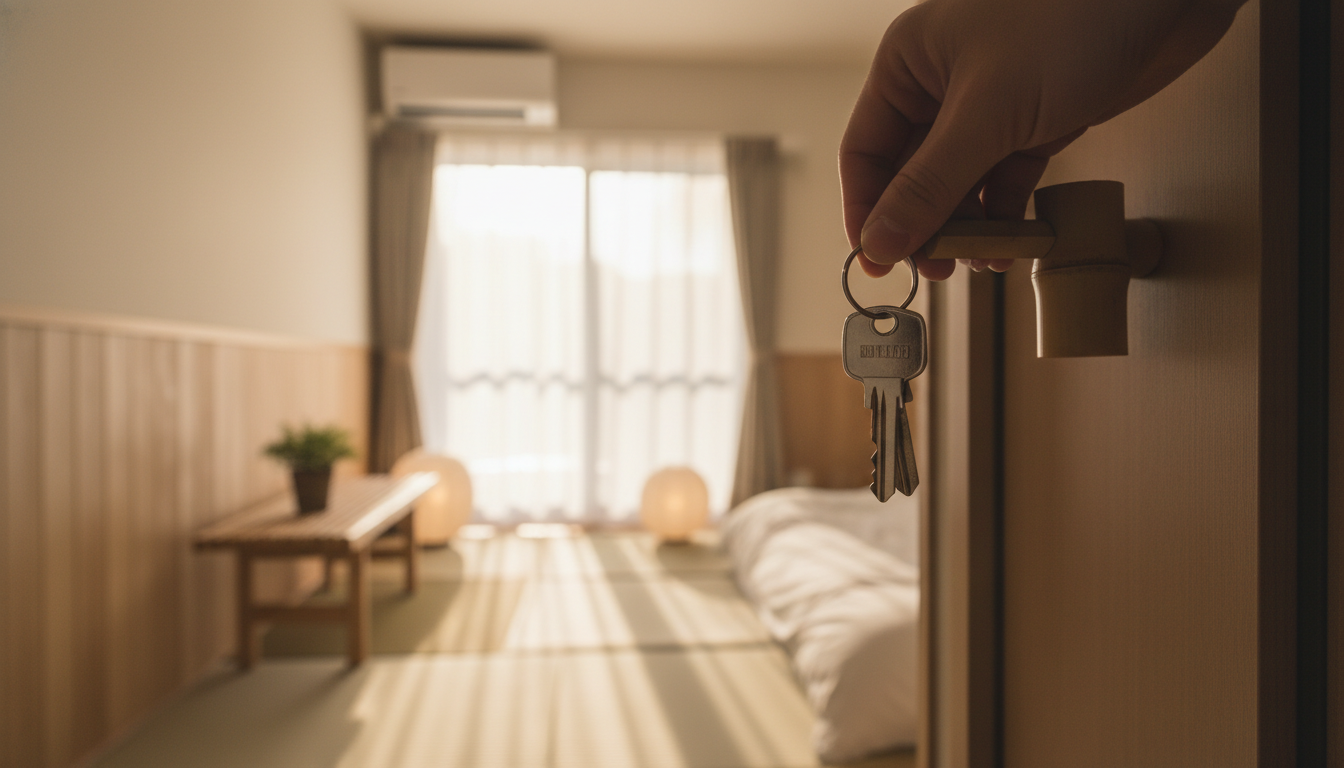 新居の鍵を受け取り新生活をスタートする様子