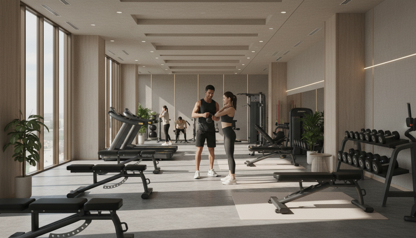 パーソナルジムでトレーニングする女性