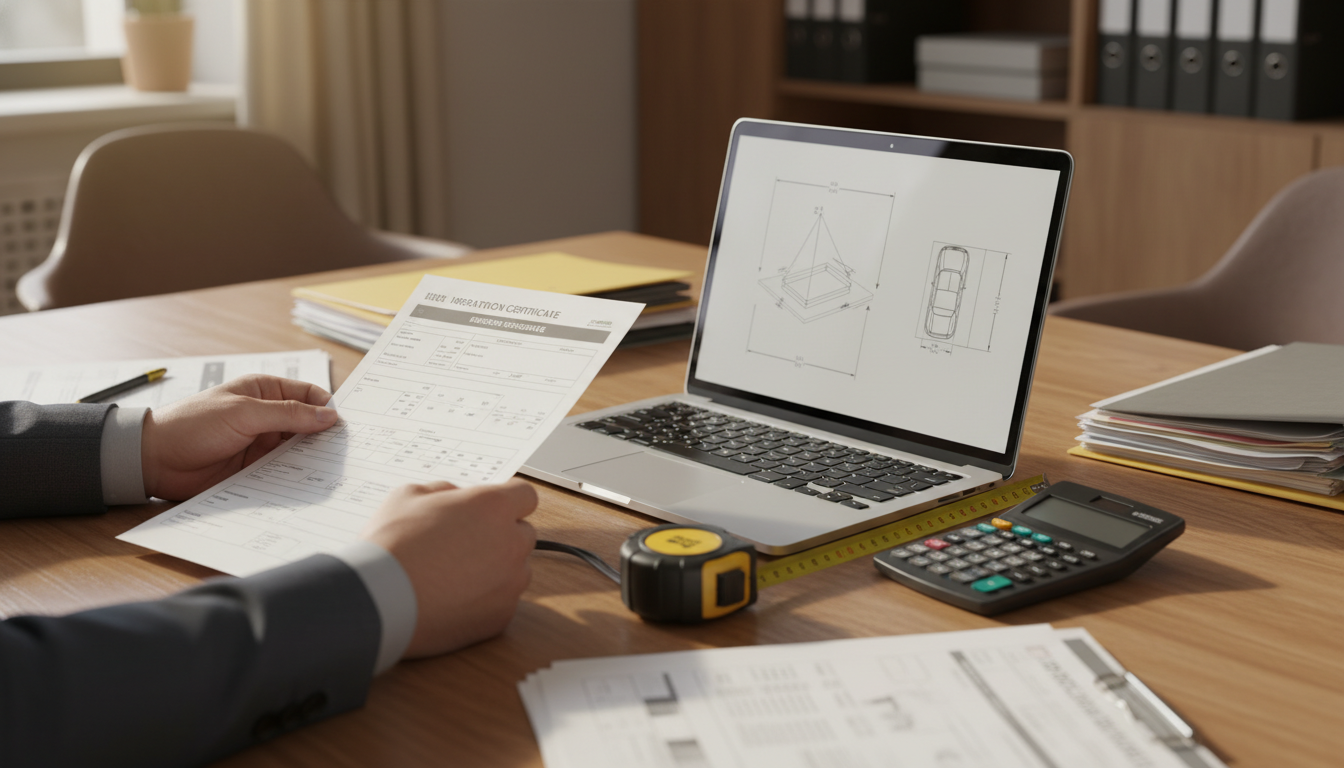 ダンプの車両諸元と車検証の確認作業