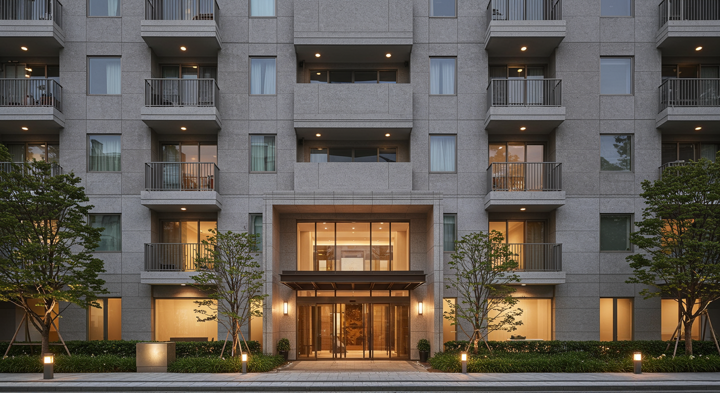 白金エリアの高級マンション外観