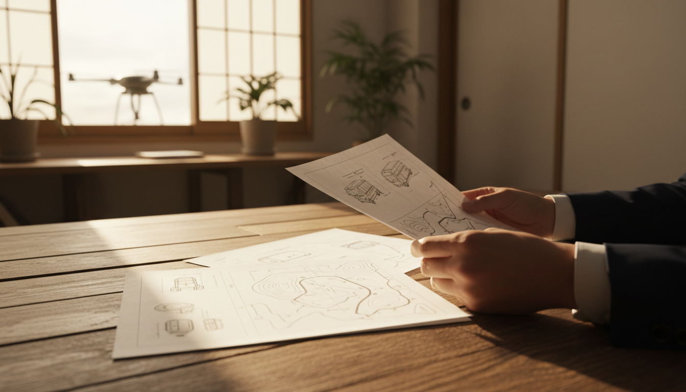 特殊車両通行許可の変更申請書類を確認する様子