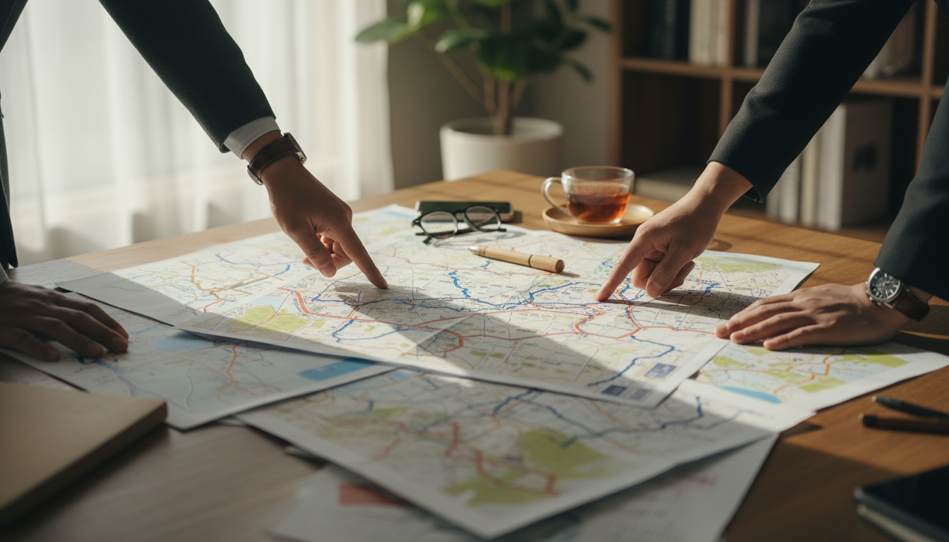 特殊車両の通行経路を地図で確認する様子