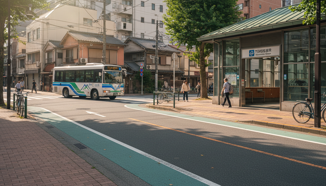 月島駅周辺の交通網と江戸バスの様子