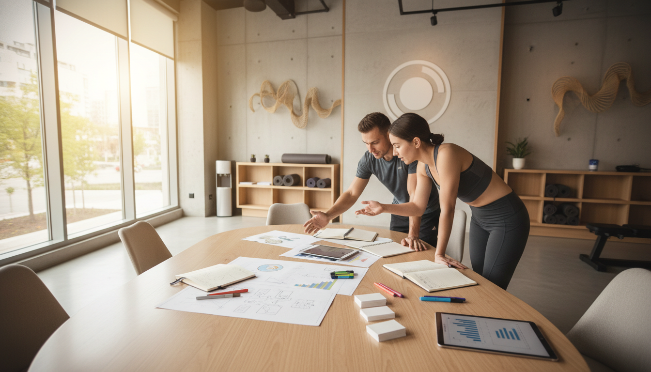 パーソナルジムでトレーニング目標を設定する様子