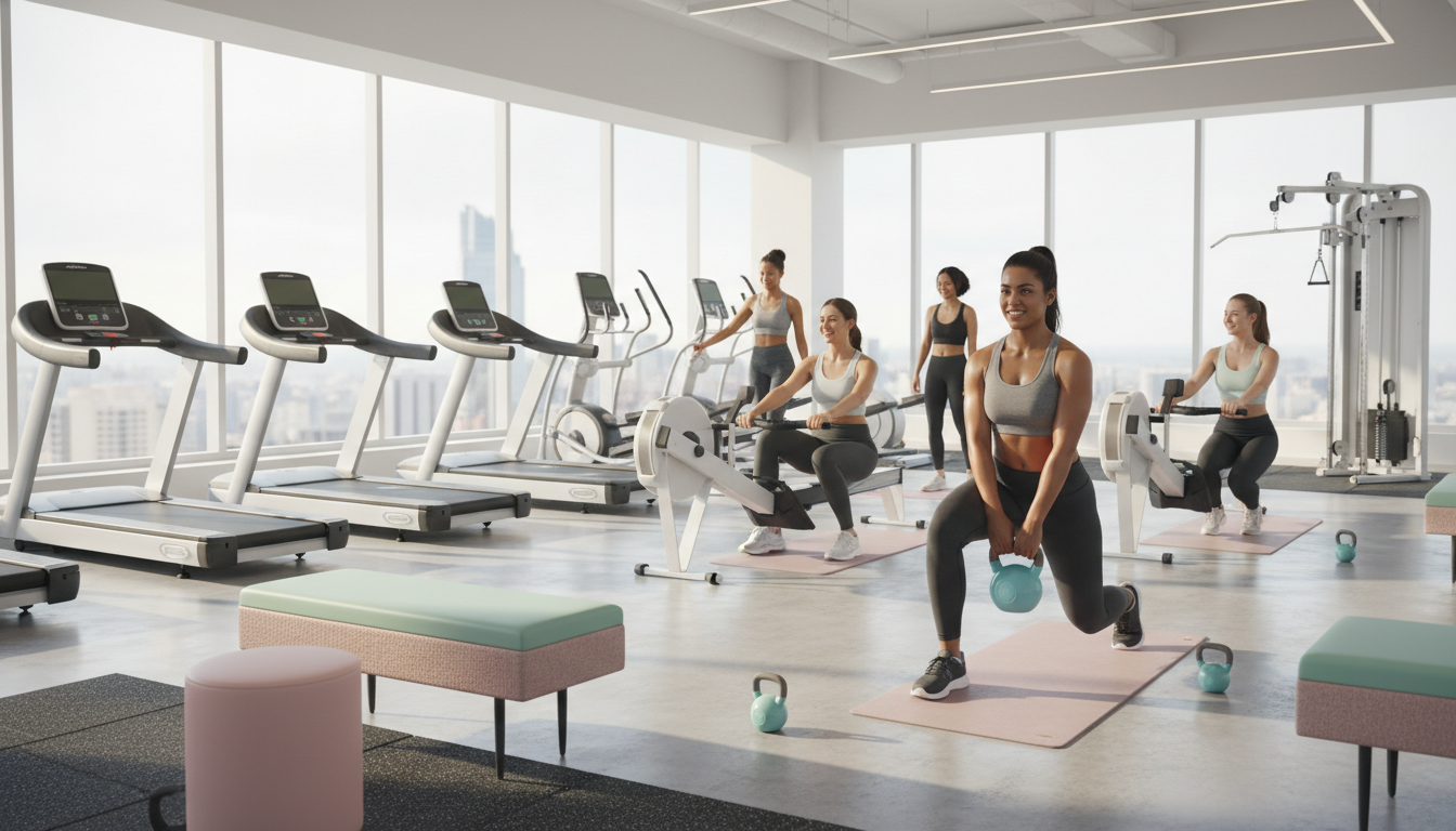 女性専用パーソナルジムでのトレーニング風景