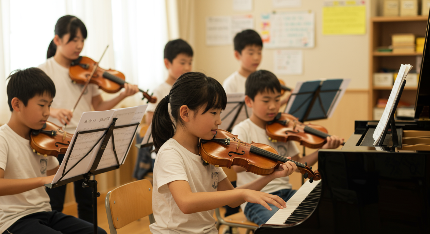 子どもたちが楽器を演奏している様子