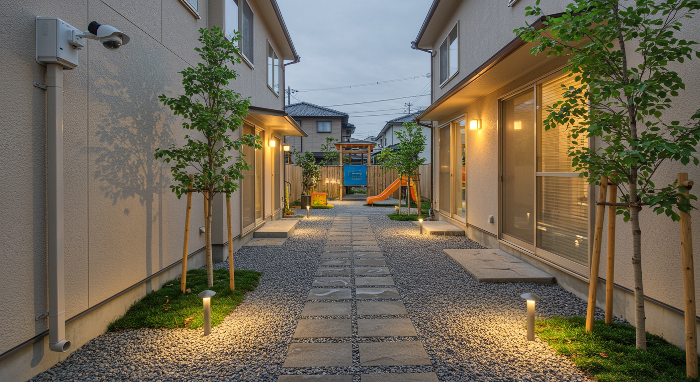 子育て世帯向けの防犯対策を施した外構例