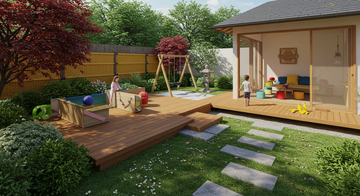 子どもの成長に合わせて変化する庭の設計例