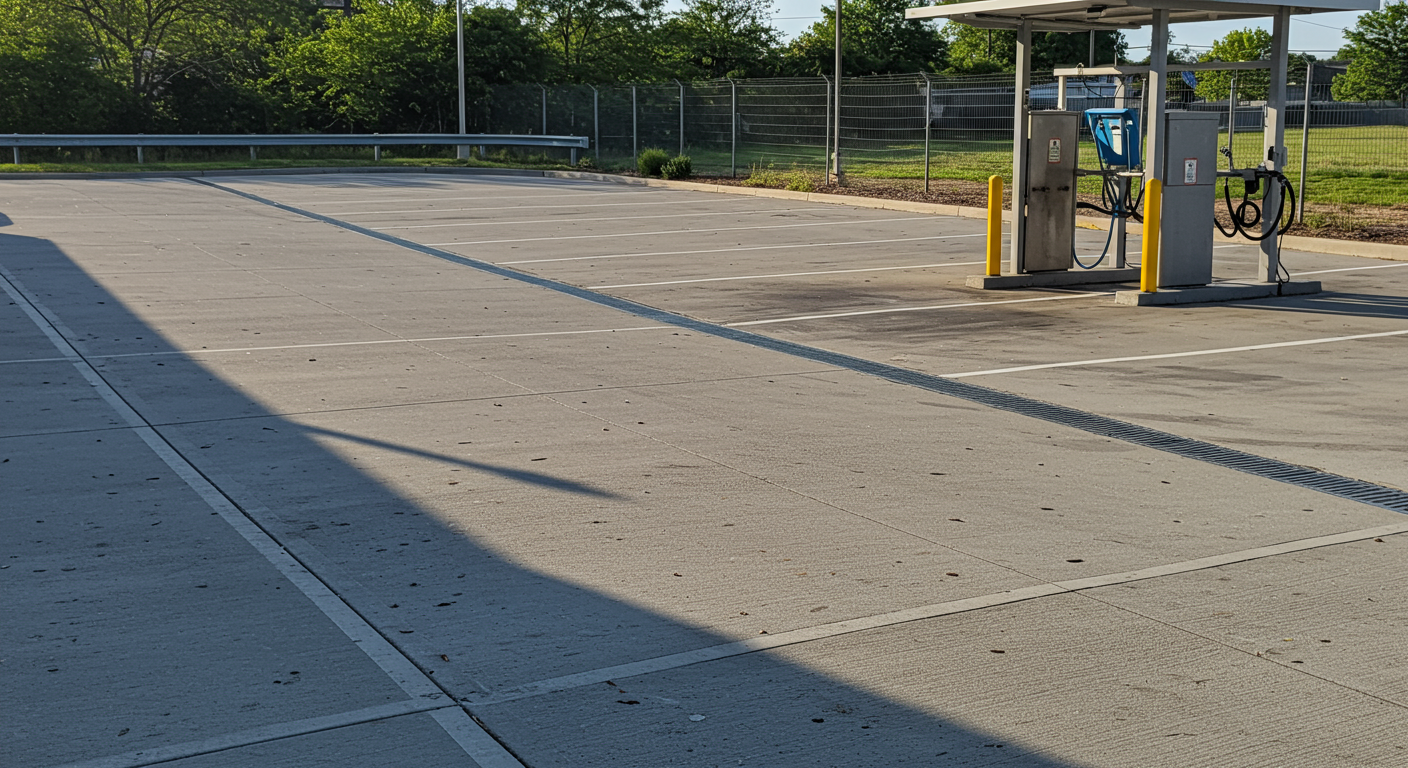 整備された産業廃棄物収集運搬車両の駐車スペース