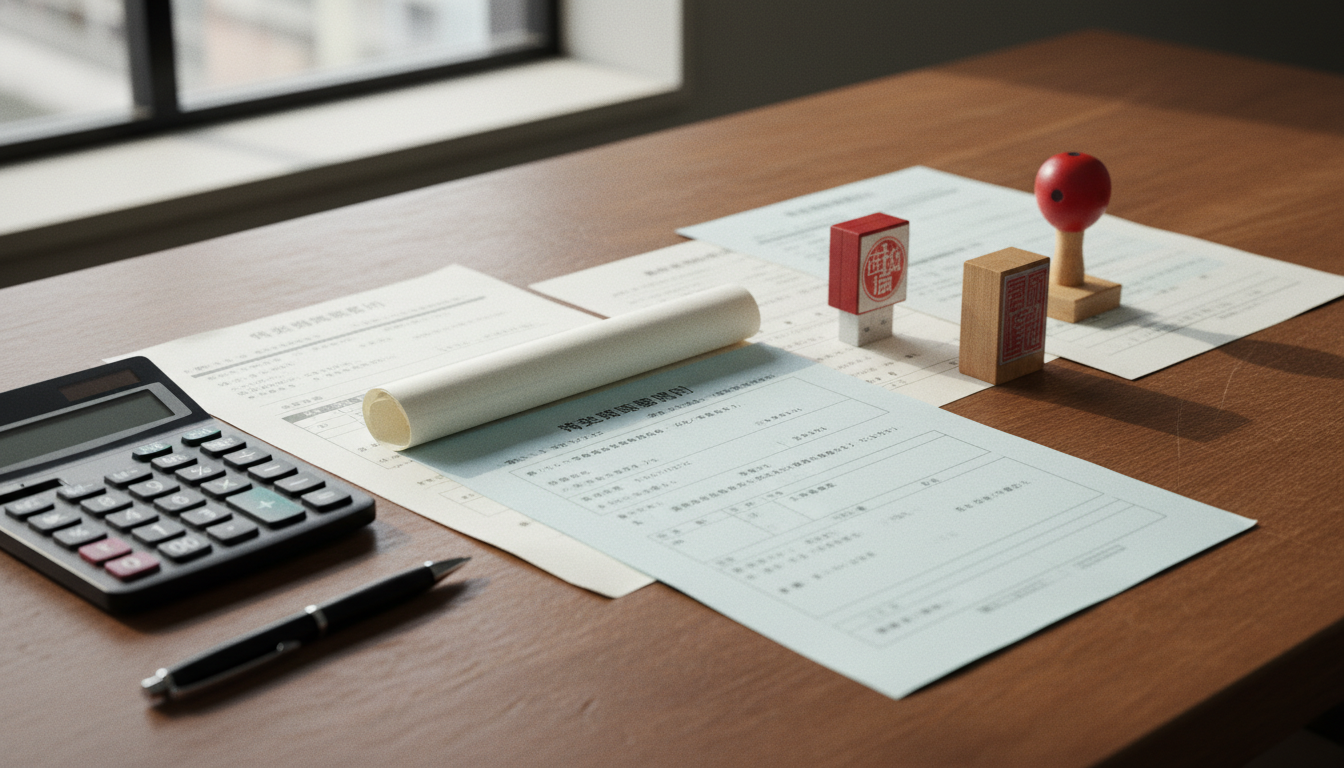 特殊車両通行許可申請書類と罰則リスクのイメージ